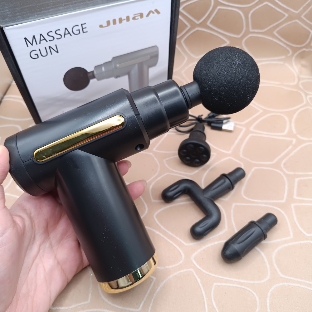 ماساژور تفنگی شارژی 6 سرعته با 4 سری حرفه ای مدل JIHAM